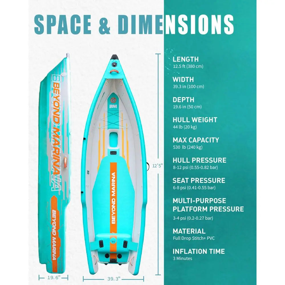 126 Inflatable Kayak with Motor Bracket, 1 Person Blow  Fishing Boat, Includes Wheeled Backpack, 3 Rod Holders amp Inflatable