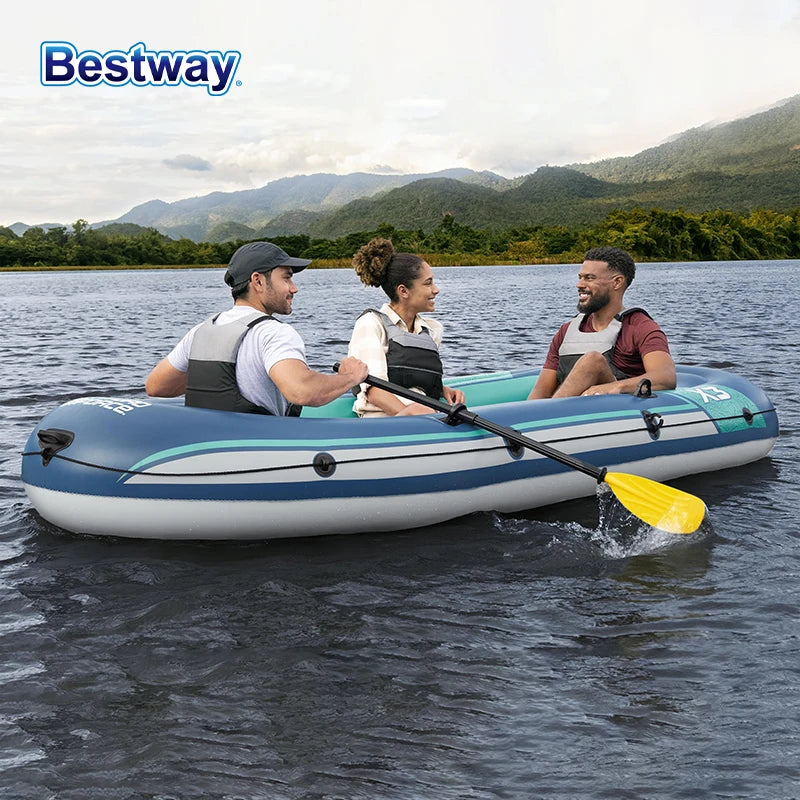 Bestway 61153/61154 2-3 Person Inflatable Kayak - Durable PVC Material, Large Adventure Boat, Kit Forma