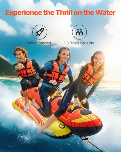 Towable Tubes For Boating, 1-3 Riders Inflatable Boat Tubes And Towables, 510lbs Capacity Hot Dog Water Sport Tube For Boat To
