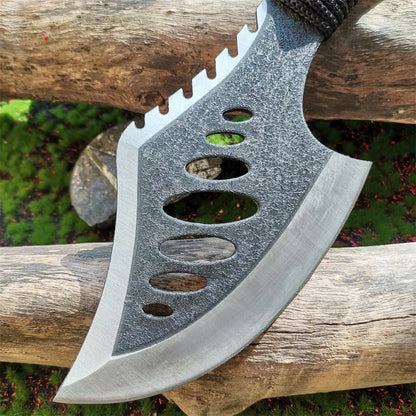 Stainless Steel Survival Hunting Tomahawk Ax - Lightweight Camping Hand Fire Ax with Paracord Handle and Nylon Sheath