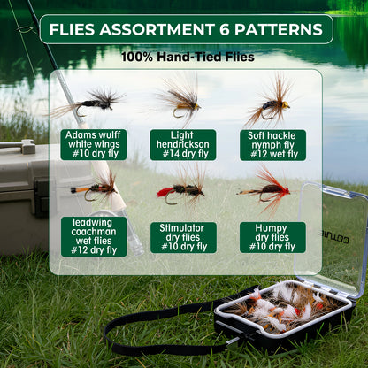 Goture Fly Fishing Rod and Reel Combo with Fly Rod & Gear Case, 9FT 4-Piece Fly Rod, Pre-Spooled Reel, Fly Line, Flies, Tool