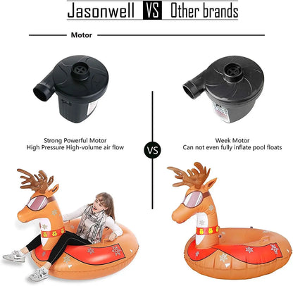 Portable Quick-Fill AC DC Electric Air Pump for Inflatables, Mattress, Pool Toys with Nozzles