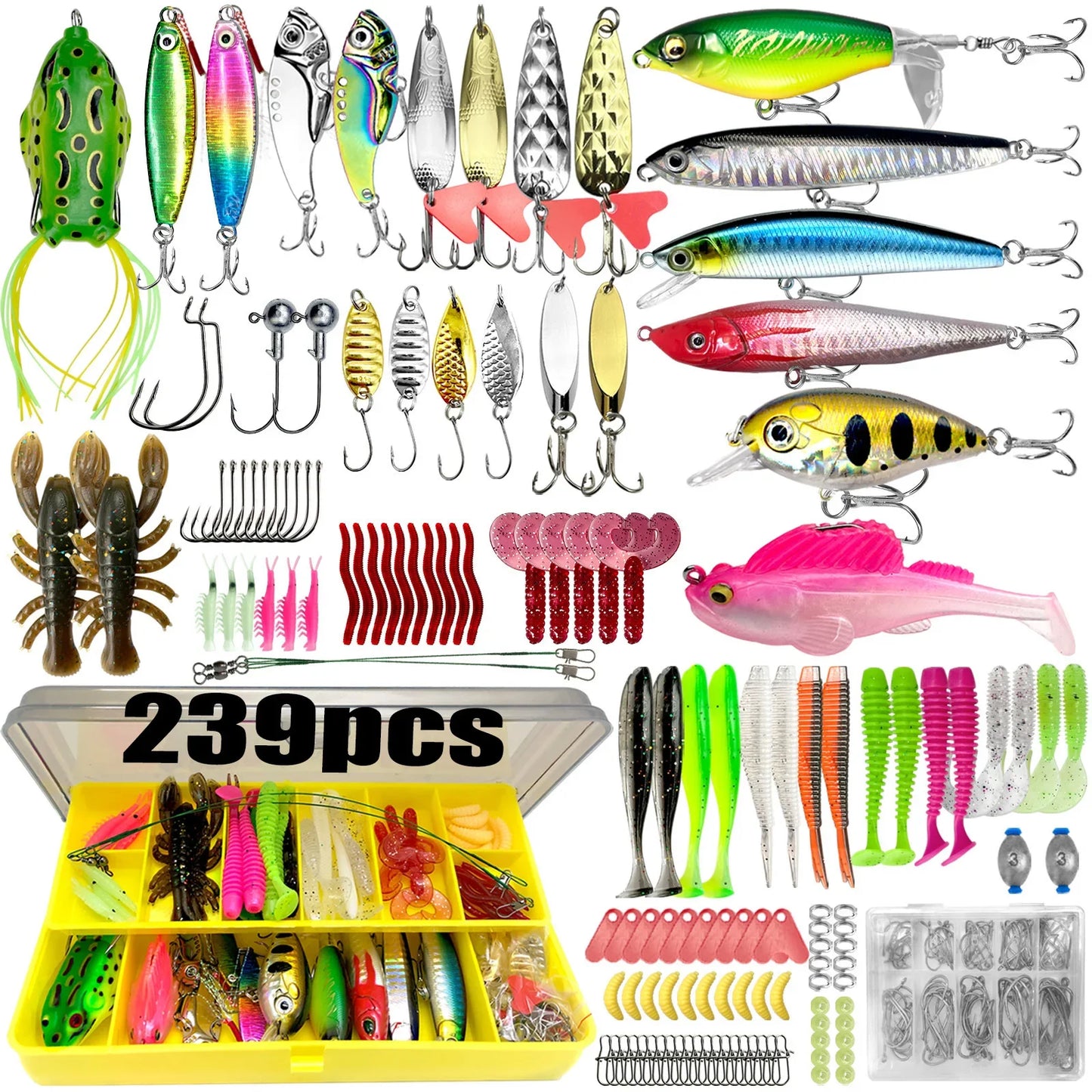133/83pcs Fishing Lures Kit for Topwater Bait Rigs Tackle Kit for Bass Trout Salmon Fishing Accessories