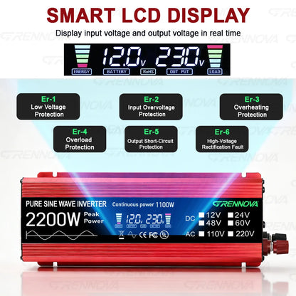 Portable Solar Power Station Kit 2200W Pure Sine Wave Inverter  30W Panel 60A Controller Small Appliances for RV Camping Balcony