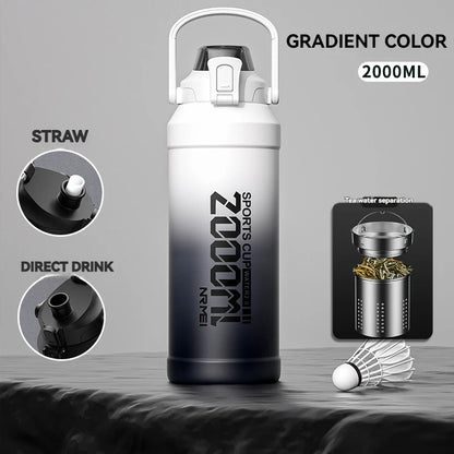 Thermos Water Bottle With Straw Handle Cup 316 Stainless Steel Flask Large Capacity Vacuum Insulated Tumbler
