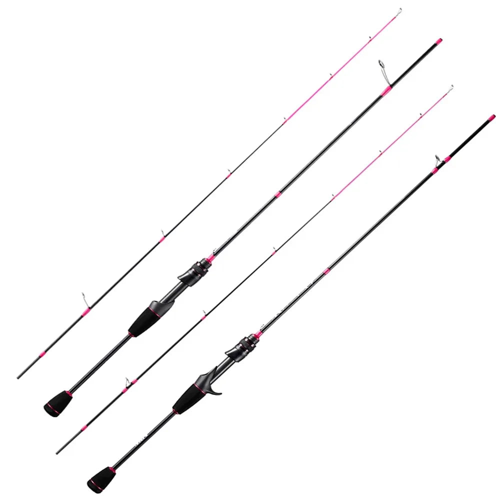 1.35/1.5/1.68/1.8m 5 Feet UL Supper Light Pink Solid Tip Fast Action Carbon Fishing Rod Girl Female Casting Rod