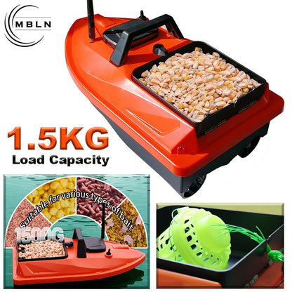 MBLN Mini GPS Bait Boat – 24 Waypoints, Beidou/GPS Navigation, Auto Return, Cruise Control, Quiet Dual Motor, Water Temp Sensor