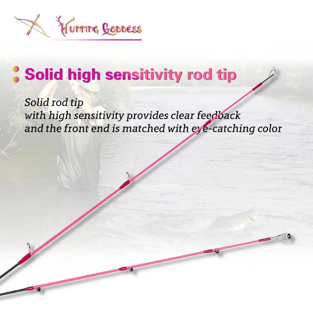 1.35/1.5/1.68/1.8m 5 Feet UL Supper Light Pink Solid Tip Fast Action Carbon Fishing Rod Girl Female Casting Rod