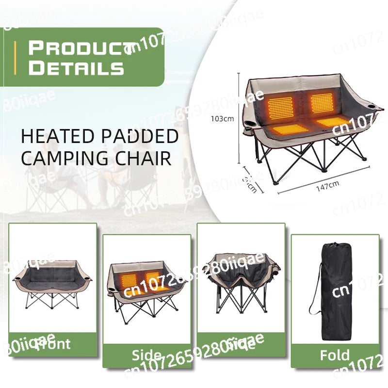 Arrival Oversized Heated Camping Chair Portable Deluxe Heated Loveseat Beach Chairs Heated Double Camping Chair