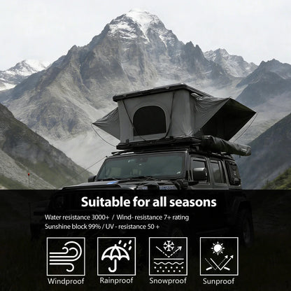 YoungHunter Aluminum Roof Top Tent for 1-2 Person Hardtop SUV 4x4 Straight up Design with Gray Fabric 320gms