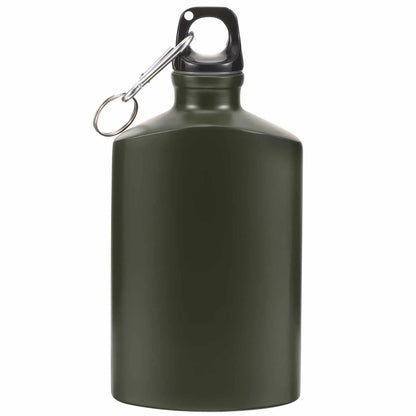 Durable Aluminum Canteen 500ml Flat Portable Water Bottle for Outdoor Camping Hiking Travel Lightweight Army Green