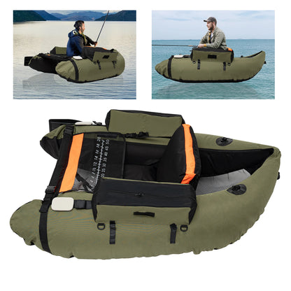 Inflatable Fishing Boat 1-Person Portable Lightweight Dinghy with Oars Pump Carry Bag for Lake River Kayak Rafting Float Tube