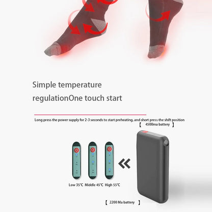 1Pair Winter Heated Socks Anti Slip Battery Powered Cold-Proof Skiing Sock Heating Warm Long Socks For Hiking Without battery