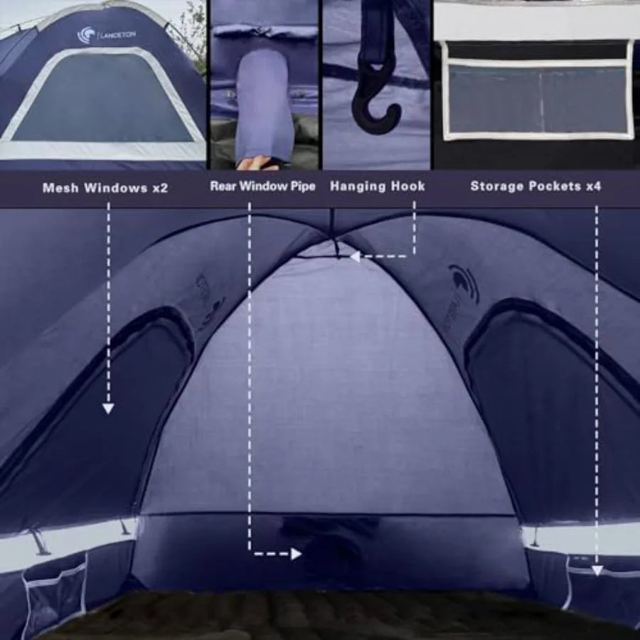 Pickup Truck Tent Fit 5.5-6 6.5ft Truck Bed Waterproof PU3000 High Density Polyester Ox Windproof Pole and Insect-Prevention Do