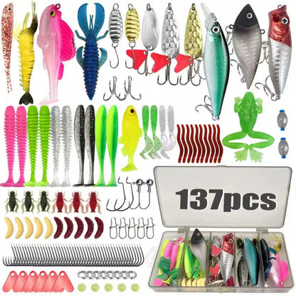 Fishing Lure Kit 83/137/193pcsFor Trout Pike Bass Multi Lure Set With Soft Lure Metal Spoons Minnow Crankbait Layered Tackle Box