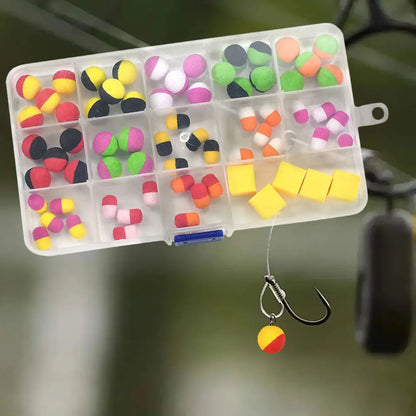 70Pcs Complete Fishing Float Kit with Tackle Box, Assorted Foam Fishing Bobbers Strike Indicators for Carp Trout Fishing