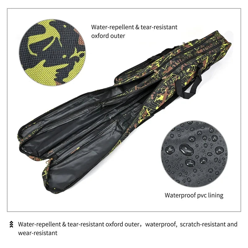 1.3m/1.5m double-layer foldable big belly sea fishing bag, outdoor storage fishing kit, double shoulder fishing rod bag
