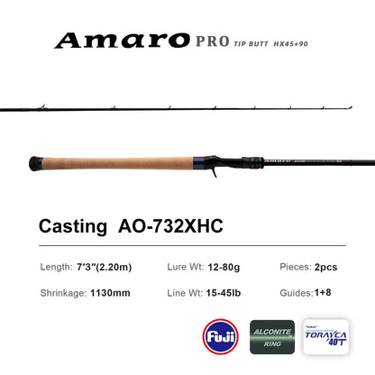 PURELURE Amaro Pro 10-80g 8ft Spinning Rod For Bass High Carbon Long Throwing Fishing Rod In FUJI Accessories Travel Casting
