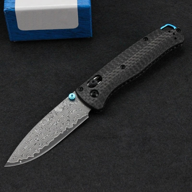 Bugout 535 Outdoor Folding Pocket Knife Damascus Steel Carbon Fiber Handle Hunting Tactical Knife Camping Fishing EDC Tool