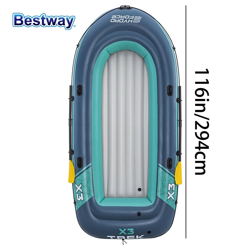 Bestway 61153/61154 2-3 Person Inflatable Kayak - Durable PVC Material, Large Adventure Boat, Kit Forma