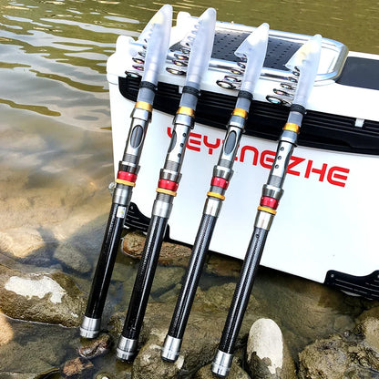 GHOTDA Light Telescopic Fishing Rod Portable Short Spinning Rods Carbon Fiber Super Hard 1.8M 2.1M 2.4M 2.7M 3.0M 3.6M