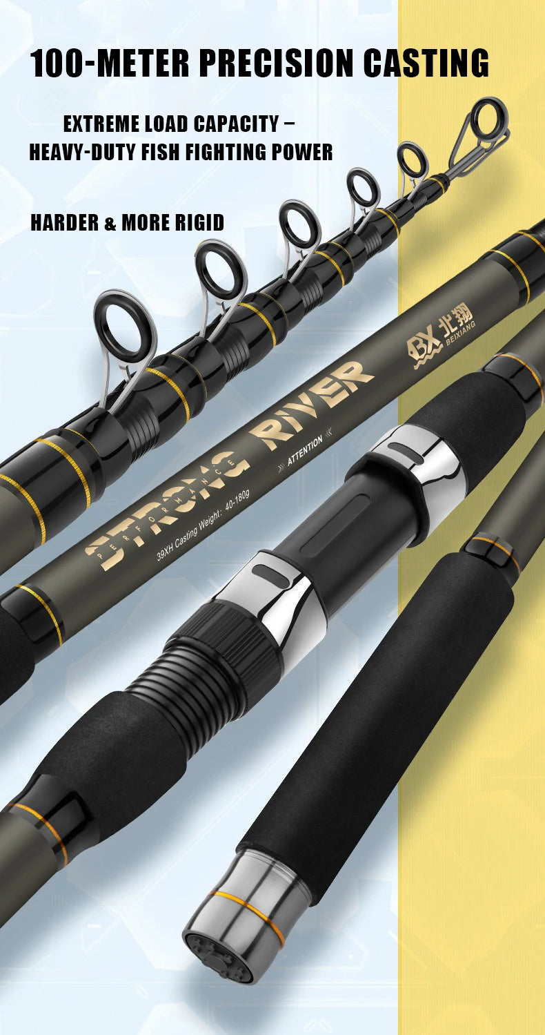 2.1-5.4M CARP Fishing Rod Sea Lake Carbon Fiber Distance Throwing Ocean Boat Fishing Spinning Rod Super Hard Telescopic Pole