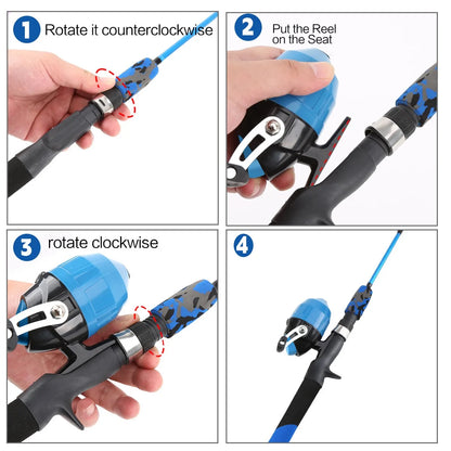 Kids Telescopic Fishing Rod 1m Portable Complete Fishing Set with Reel and Carry Bag for Boys Girls Outdoor Freshwater Saltwater