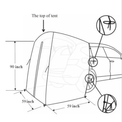 SUV Tailgate Shelter Tent Privacy Shelter Waterproof Black Portable Changing Room for Biking Toilet Shower Sleeping Beach Swimm
