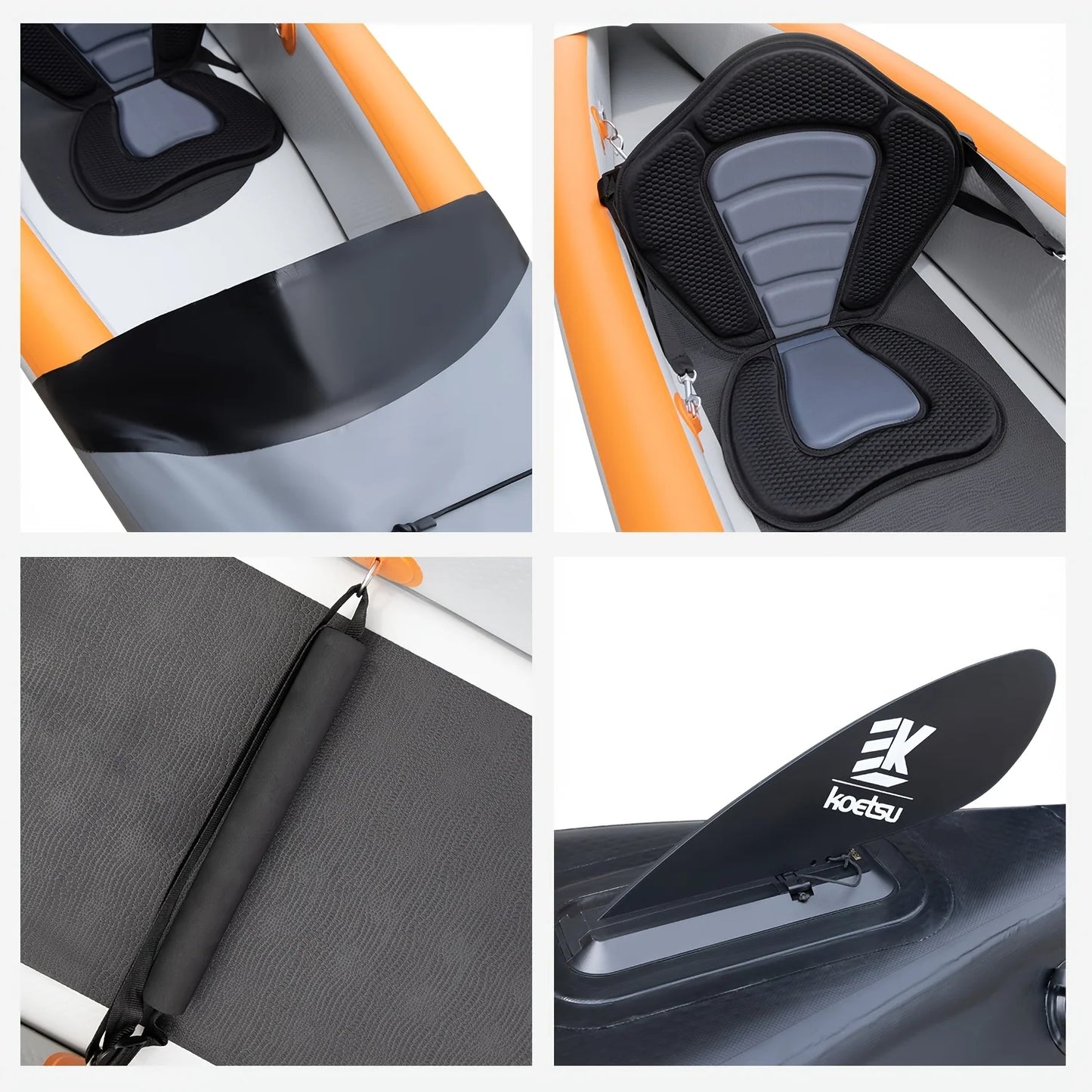 KOETSU P02 inflatable kayak single kayak PVC small boat, suitable for outdoor water activities, fishing, and kayaking