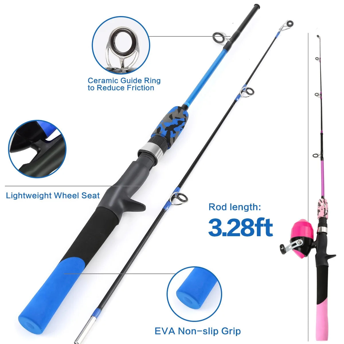 Kids Telescopic Fishing Rod 1m Portable Complete Fishing Set with Reel and Carry Bag for Boys Girls Outdoor Freshwater Saltwater