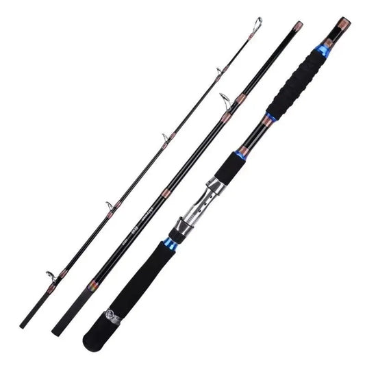 2.1M 2.4M Portable Fishing Rod Travel Surf Saltwater Heavy 3-Piece Carbon Spinning Rod 30-50lb Boat Jigging Trolling Fishing Rod