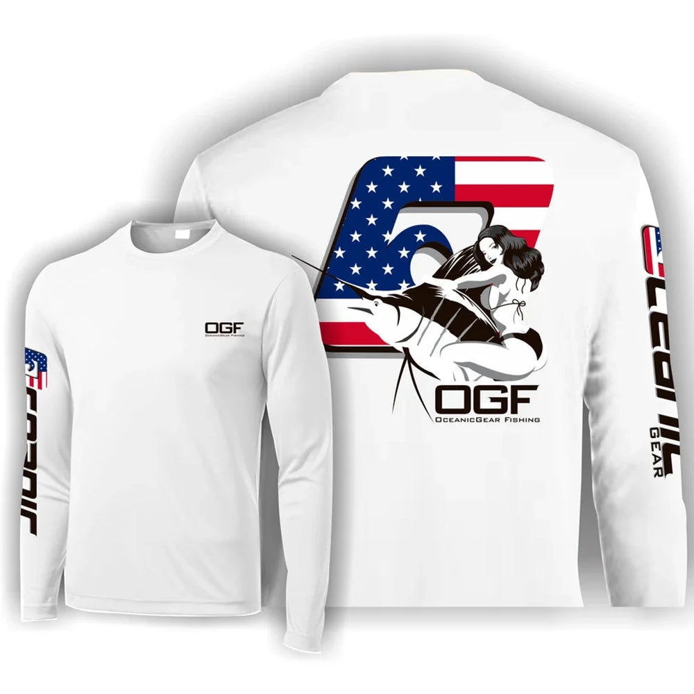 Fishing Tops Wear Sports Clothing Mens Crewneck Shirt Print Fishing Long Sleeve Uv Protection Shirt HOODY PRINT Camisa De Pesca