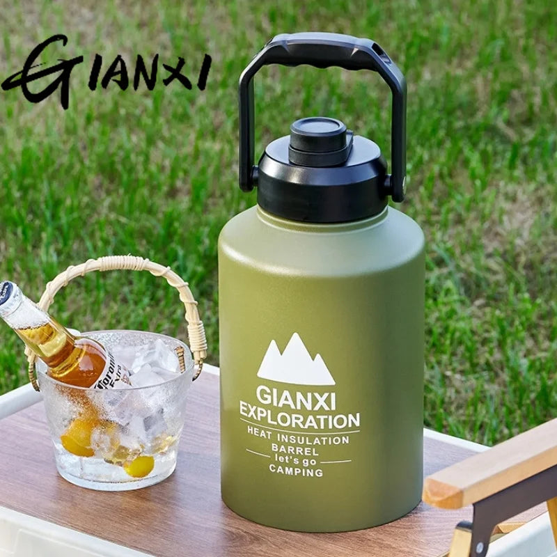 GIANXI Outdoor Ice Bucket Thermos Kettle Thermos Cup Ice Cube Thermos Large Capacity Camping Stall Stainless Steel Kettle