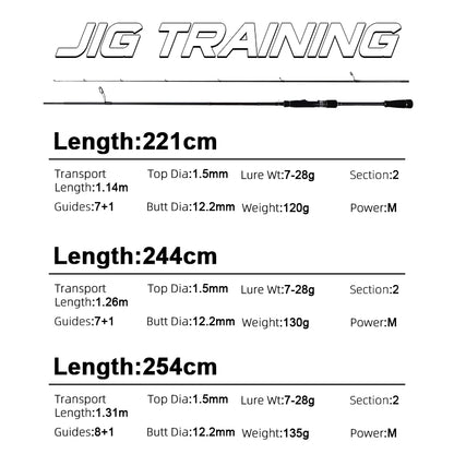 MIFINE JIG TRAINING SPIN Fishing Rod Lure Weight 3-14g/5-21G/ 7-28g/10-42g/12-56g/20-85g Fast Hollow Tip Bass Pike Spinning Rods