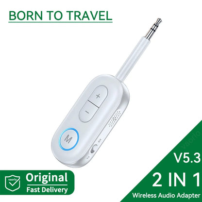 2 In 1 Bluetooth 5.3 Audio Receiver Transmitter Hifi Stereo Wireless Adapter 3.5MM AUX With Mic For Car Airplane TV PC Speaker