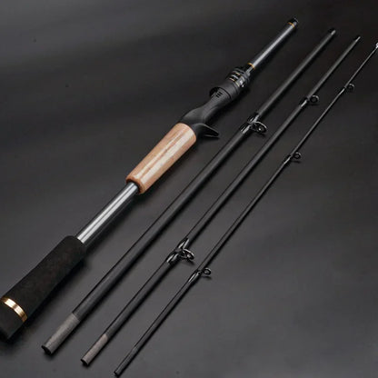 1.98m 2.1m Lure Rod Travel Fishing Rod 4 Section 100% Hight Carbon 4-25g Power Spinning Casting Rod Ultra-Short Portable