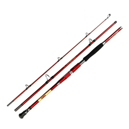1.8M 2.1M  2.4M Portable 3-Piece Fishing Rod Travel Surf Saltwater Carbon Spinning Rod 30-50lb Boat Jigging Trolling Fishing Rod