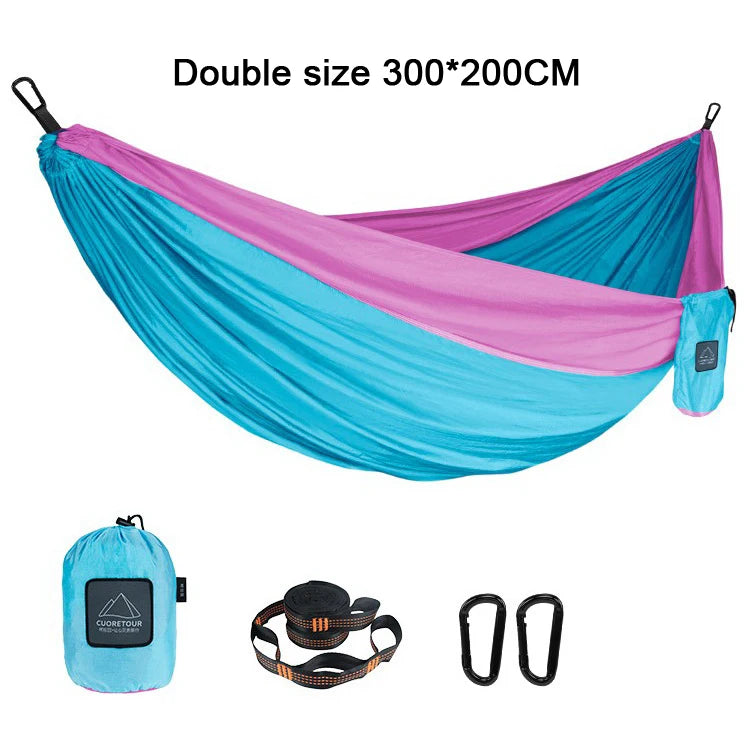 300*200cm Double size super light weight Portable Nylon Camping Hammock for outdoor Sleeping leisure