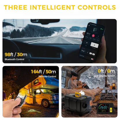 TB10 8KW Diesel Air Heater 12V/24V/110-240V Night Heater With Adapter/Bluetooth/LCD/Auto Start-Stop For Truck Camping Factory RV
