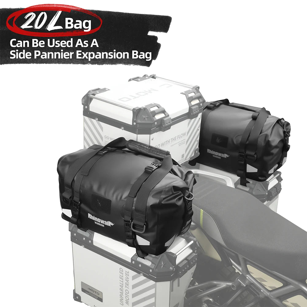 Rhinowalk Motorcycle Tail Bag 20/40/65L Waterproof Motorcycle Backpack Motor Pannier Rear Seat Bag Motorbike Luggage Accessories