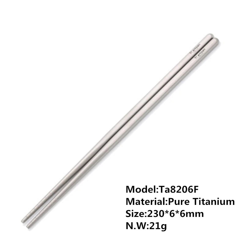 Tiartisan Titanium Square Chopsticks Titanium Sushi Hashi Chinese Japanese Chopsticks 1 Pair 195mm/230mm For Outdoor Picnic