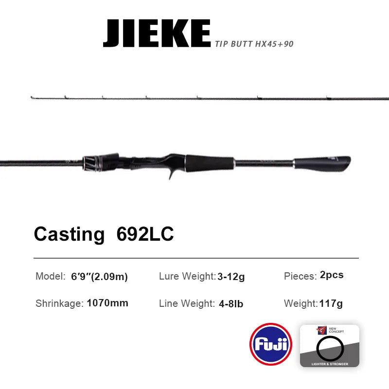 PURELURE JIEKE 9FT Spinning Casting Rod High Carbon Universal Long Throwing Fishing Rod in FUJI Accessories Fast