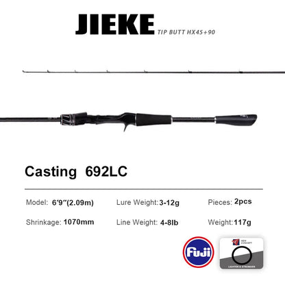PURELURE JIEKE 9FT Spinning Casting Rod High Carbon Universal Long Throwing Fishing Rod in FUJI Accessories Fast
