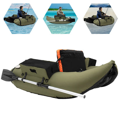 Inflatable Fishing Boat 1-Person Portable Lightweight Dinghy with Oars Pump Carry Bag for Lake River Kayak Rafting Float Tube