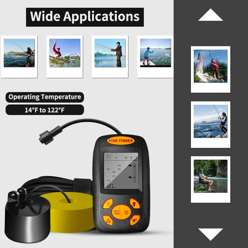 Smart Portable Sonar Fish Finder with Underwater Camera 100m Depth Sounder Alarm Transducer Temperature Display for Fishing