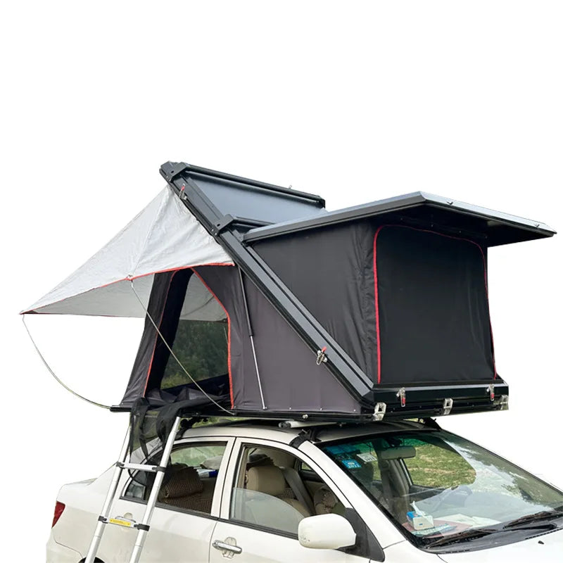 Car Camping Trailer with Built-in Tent, Self-driving, Outdoor Sunshade, Roof Sunshade, Camping Caravan Rainproof and Windproof