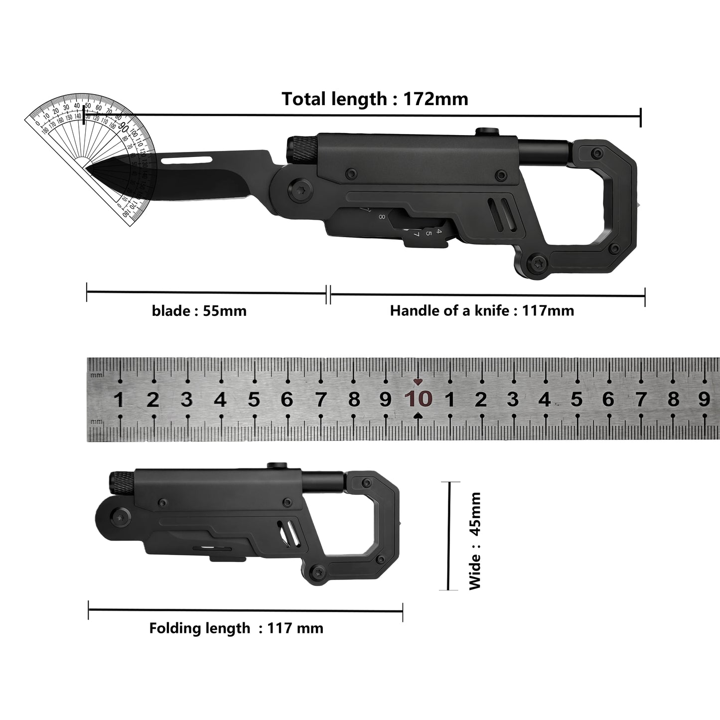 Outdoor multi-functional folding knife,EDC multi-tool climbing buckle, outdoor survival camping knife, tactical pocket Carabiner