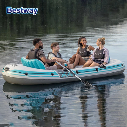 Bestway 65159/65158 4-5 Person Inflatable Kayak - Durable PVC Material, Large Adventure Boat, Kit Format