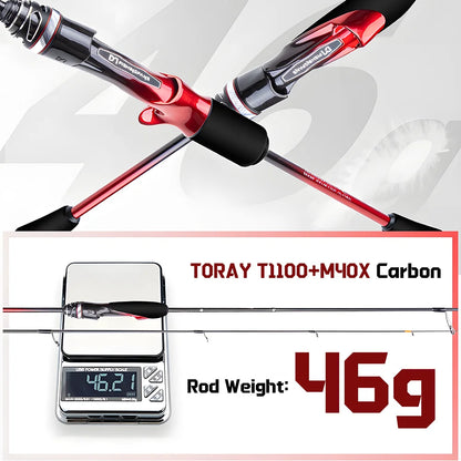 T1100 Carbon Fiber Lure Fishing Rod with FUJI Guide Rings Titanium Bracket,UL Spinning Casting Rod for Carp Trout Bass Fishing