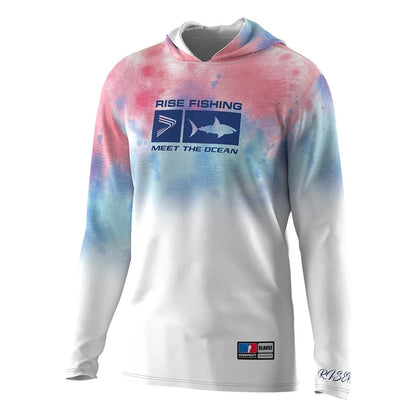 Gradient camouflage 3D printed quick drying fishing suit top fishing shirt hooded outdoor UV protection plus size men